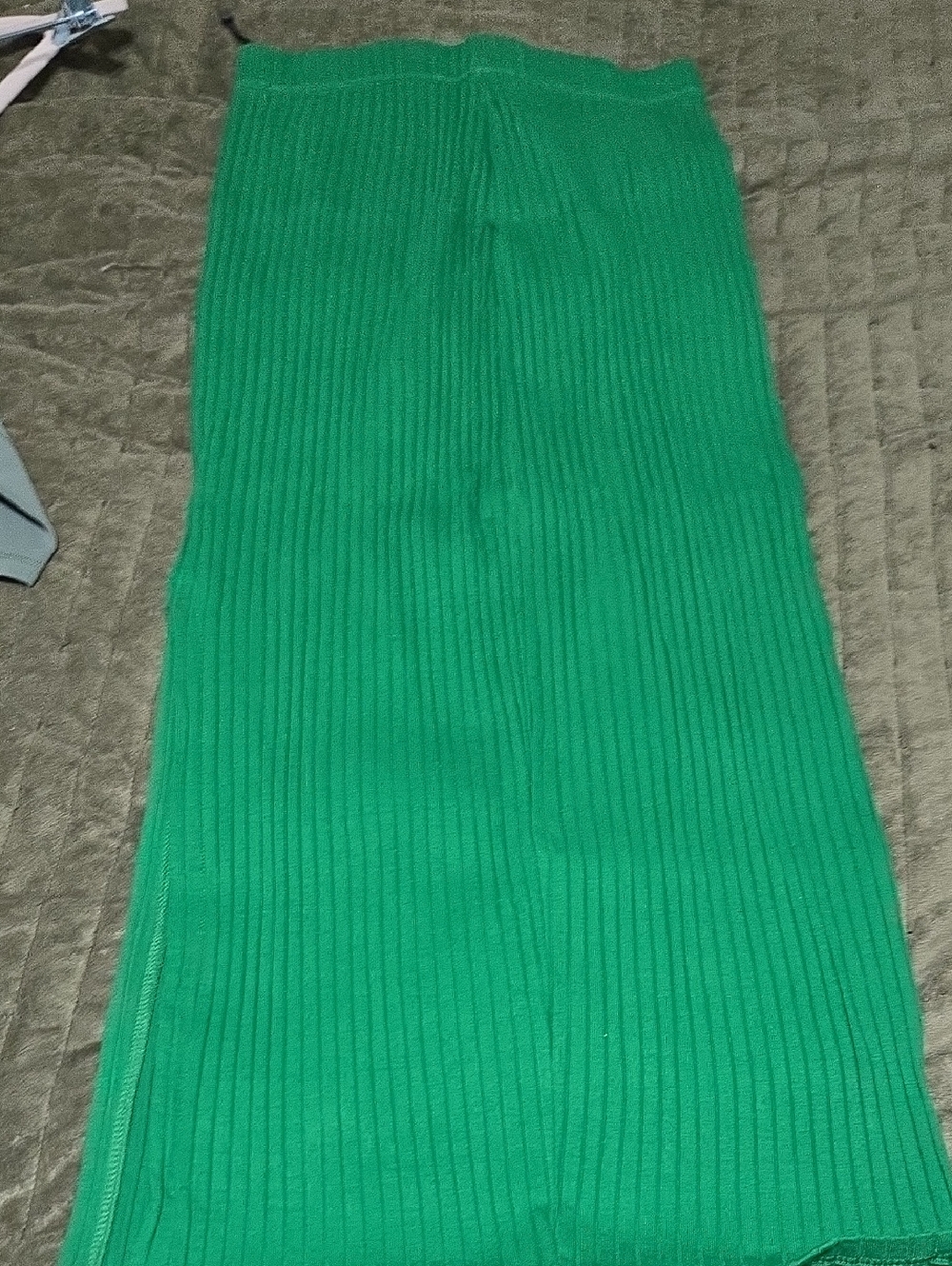 Zara Bright Green Ribbed Maxi Skirt